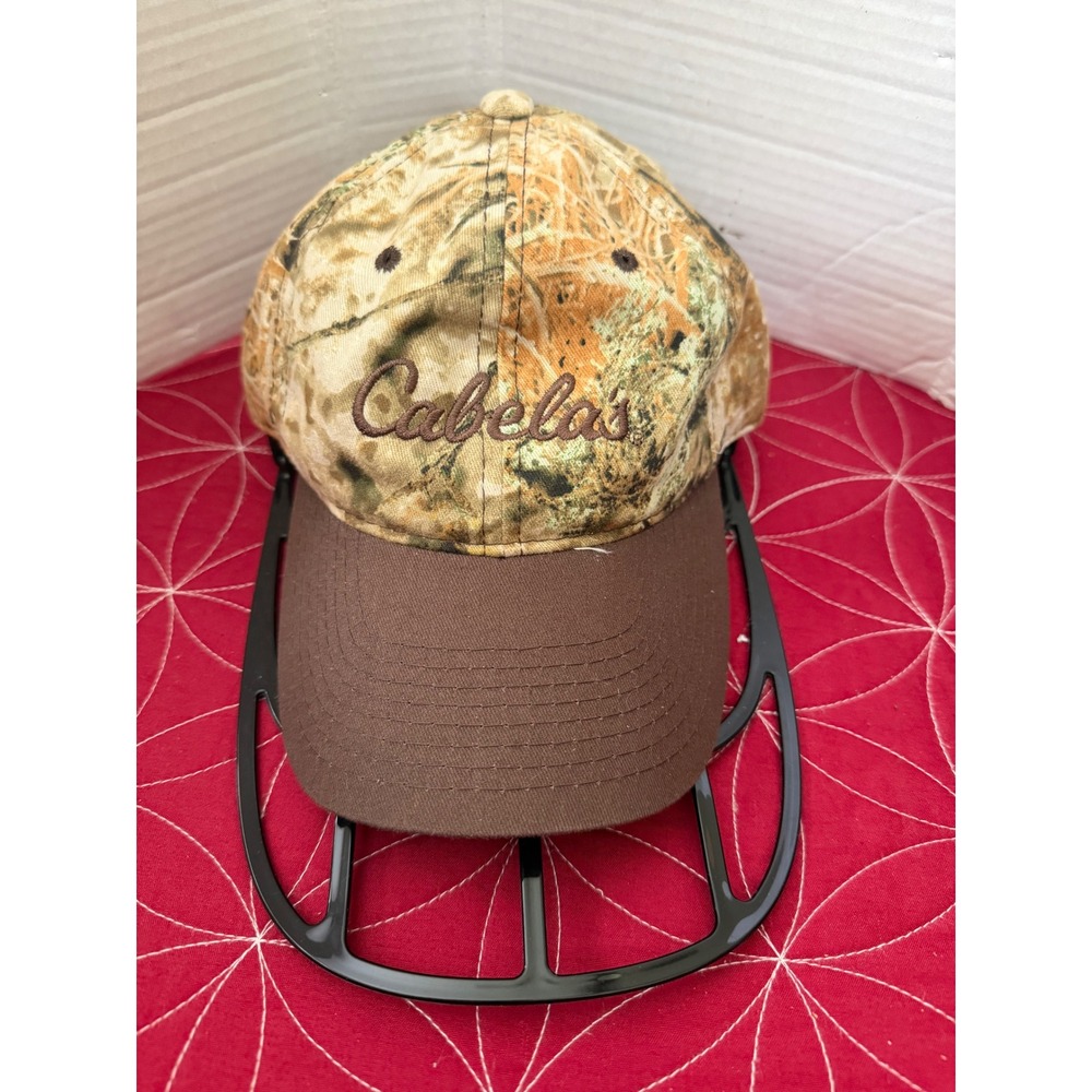 Cabelas Mens Camo Baseball Cap Brown Brim Adjustable Hunting Hat One Size